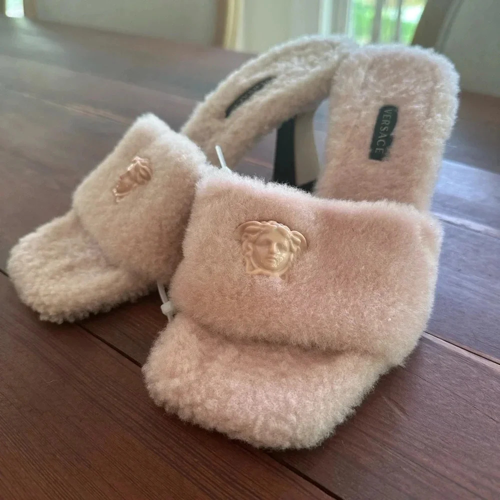 Versace La Medusa Shearling Sandals